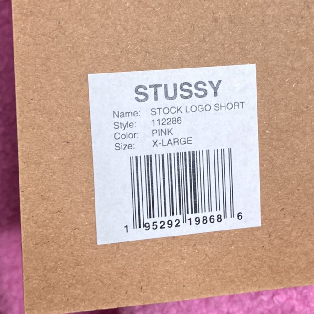 New Stussy Men's Size XL Stock Logo Pink Dyed Goods 100% Cotton Sweat Shorts - Picture 5 of 6